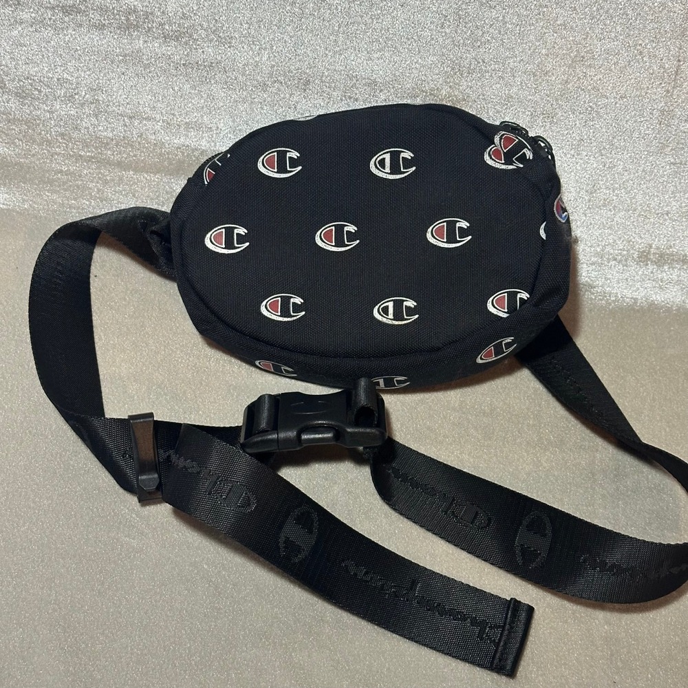 Champion All Over Logo Fanny Pack Black Belt Bag Waist Pack Adjustable
